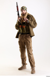 Whole Body Weapons-Rifle Man Pose with machine rifle White Army Athletic Bearded Studio photo references